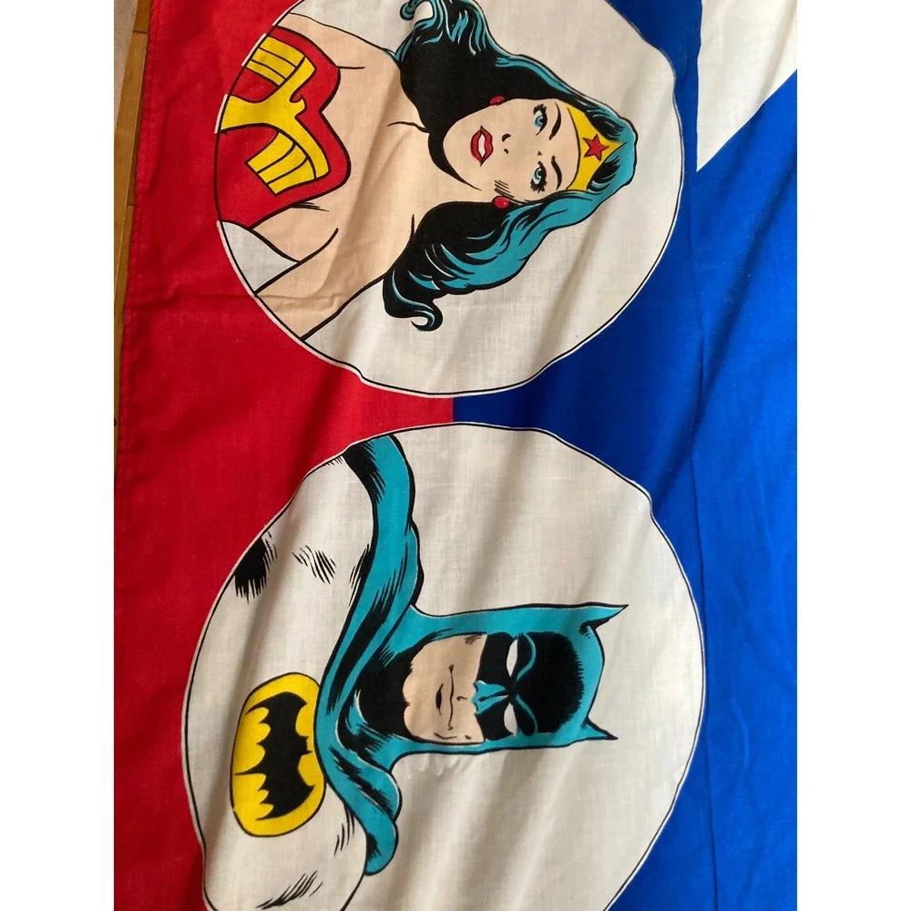 Vtg 1977 DC Comics Superman Flat Sheet Batman Wonder Woman Twin‎ Full Retro
